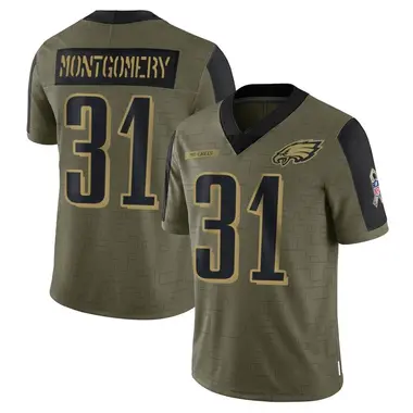 Men's Nike Philadelphia Eagles Wilbert Montgomery 2021 Salute To Service Jersey - Olive Limited