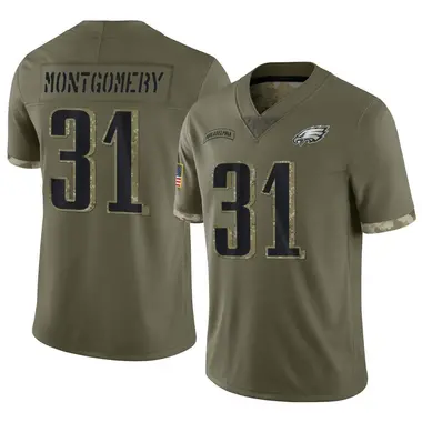 Men's Nike Philadelphia Eagles Wilbert Montgomery 2022 Salute To Service Jersey - Olive Limited