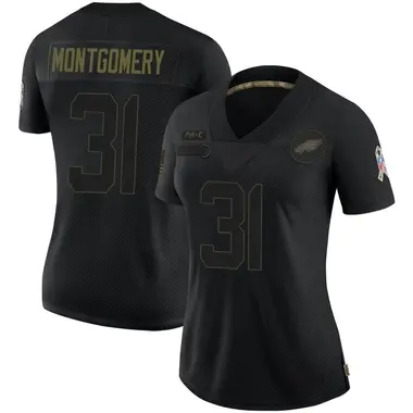 Women's Nike Philadelphia Eagles Wilbert Montgomery 2020 Salute To Service Jersey - Black Limited