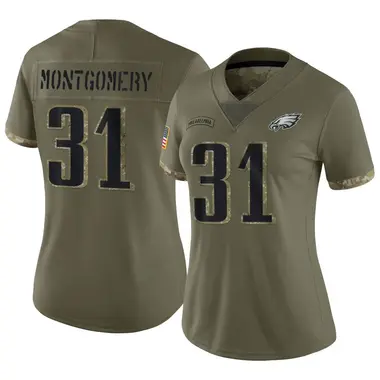 Women's Nike Philadelphia Eagles Wilbert Montgomery 2022 Salute To Service Jersey - Olive Limited