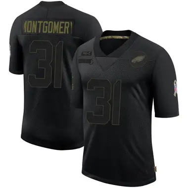 Youth Nike Philadelphia Eagles Wilbert Montgomery 2020 Salute To Service Jersey - Black Limited