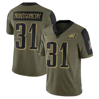 Youth Nike Philadelphia Eagles Wilbert Montgomery 2021 Salute To Service Jersey - Olive Limited